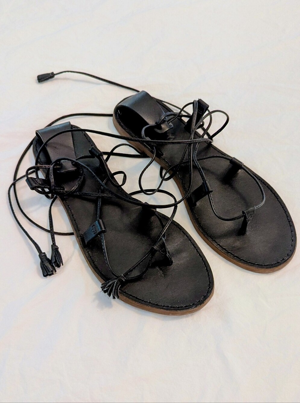 Madewell Boardwalk Black Lace Up Gladiator Sandals Size 8